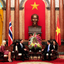Besøkets andre dag startet i møte med President Truong Tan Sang. Foto: Lise Åserud, NTB scanpix